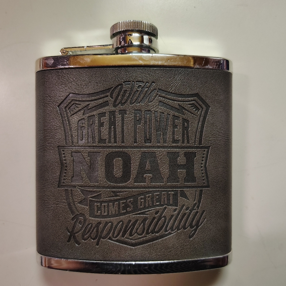 Silver Flask With Leather Binding